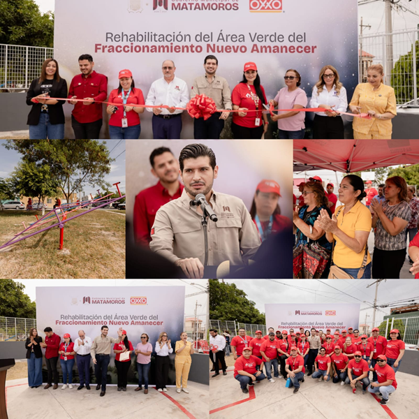 Gobierno de Matamoros y OXXO embellecen área verde del Nuevo Amanecer