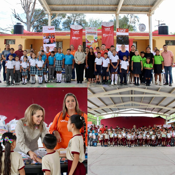 Entrega Familia UAT útiles escolares en escuelas primarias de Güémez y Ciudad Victoria